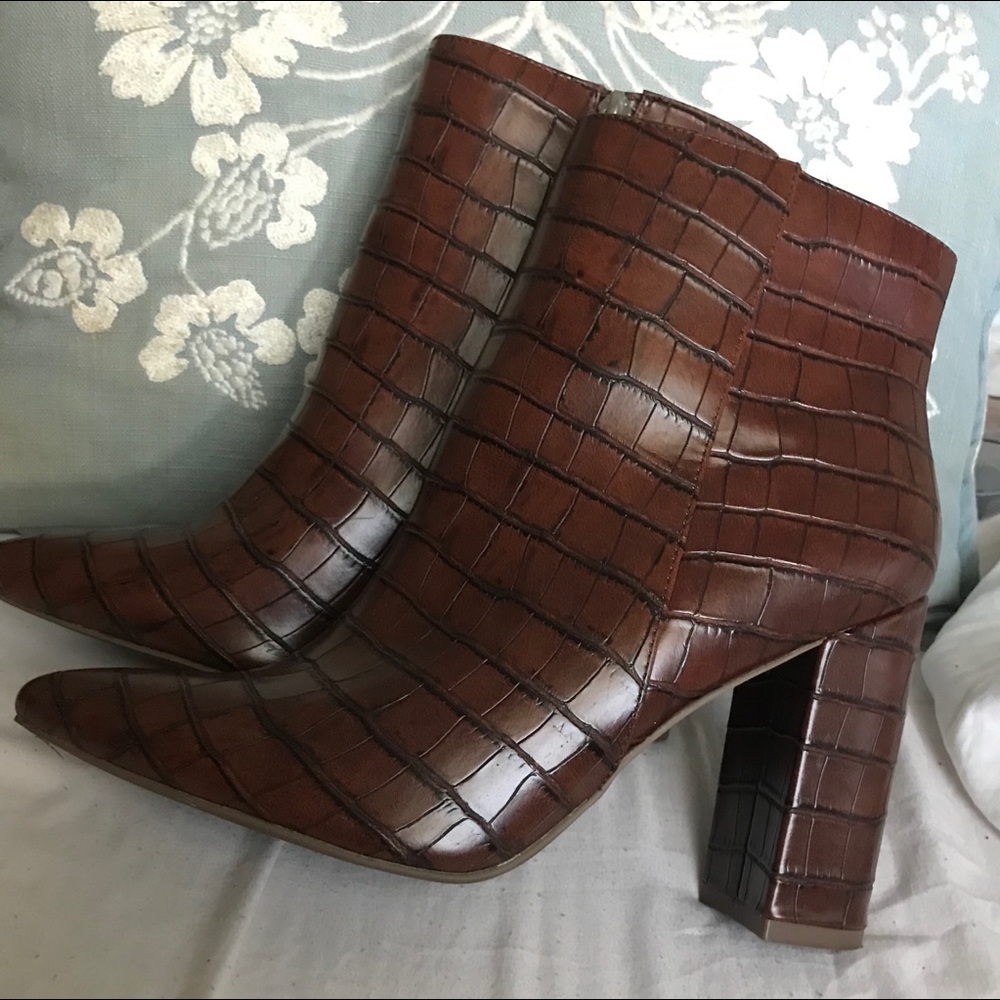 Faux Brown Crocodile Boots